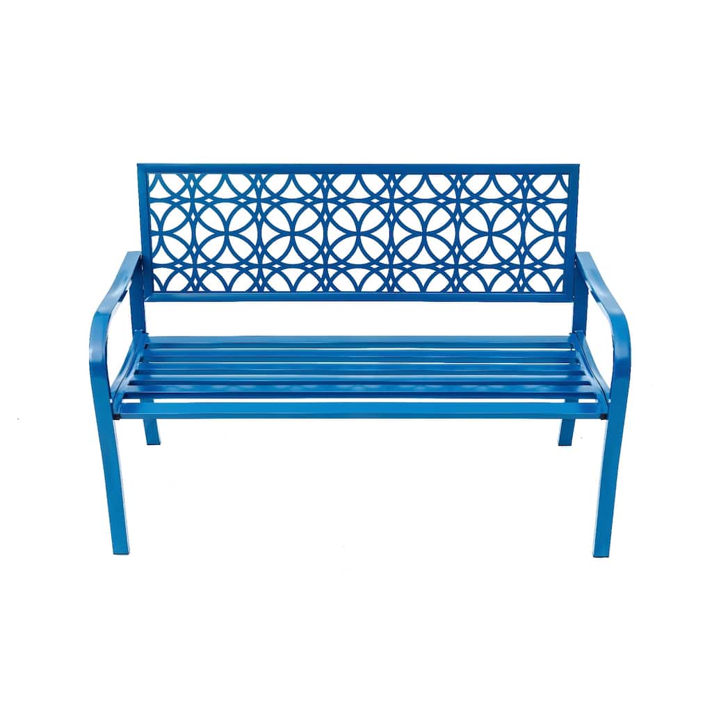 Steel Outdoor Garden Bench - 50" - Blue