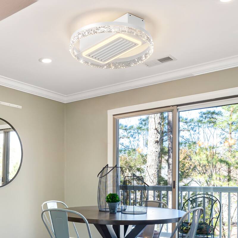 20" LED Bladeless Ceiling Fan Light with Remote Control, Ceiling Lamp with Air Circulation and Adjustable Brightness