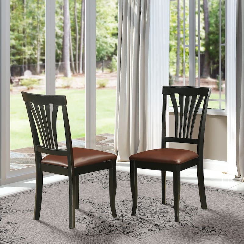 Dining Chairs Set of 2 - Black Cherry Finish with Comfortable Solid Wood Seat Accent Seating - 18