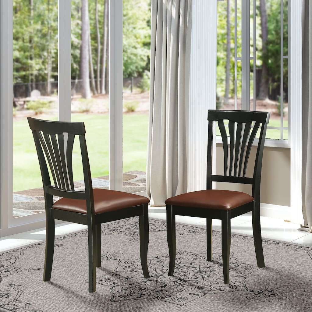 Dining Chairs Set of 2 - Black Cherry Finish with Comfortable Solid Wood Seat Accent Seating - 18
