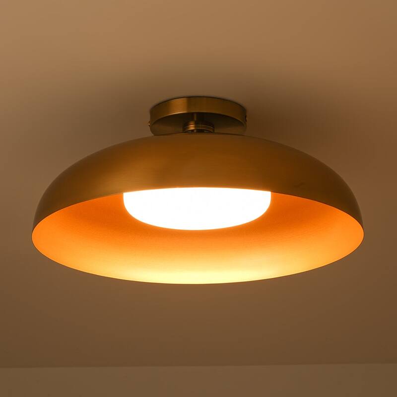 Scandinavian Iron Dome White Glass Dimmable LED Ceiling Light