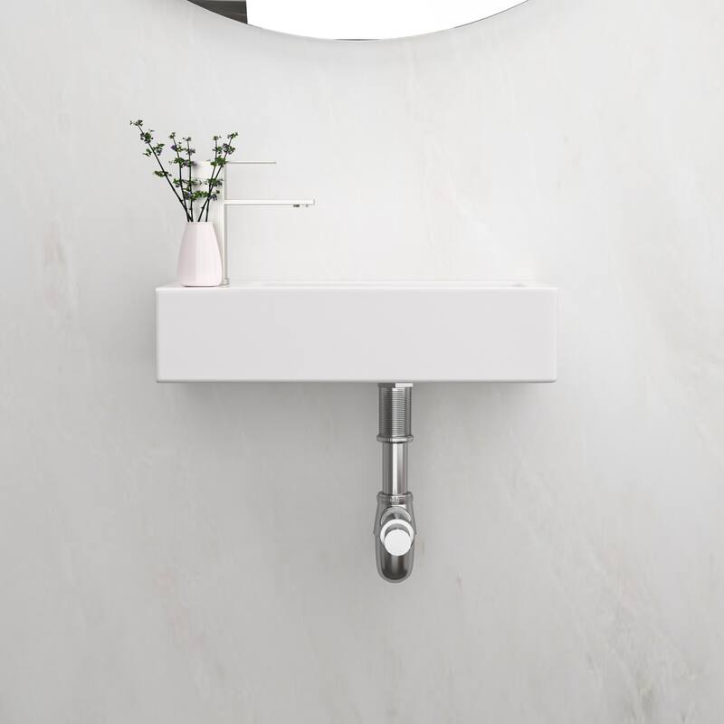 Modern Wall-Mounted Floating Bathroom Sink, Durable Ceramic, Easy to Install - 14.57in L