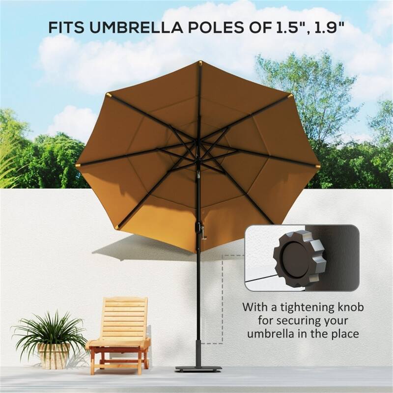 Heavy Duty Metal Umbrella Base with Adjustable Pads for Outdoor Patios and Gardens Fits 1.5 to 1.9 Inch Poles