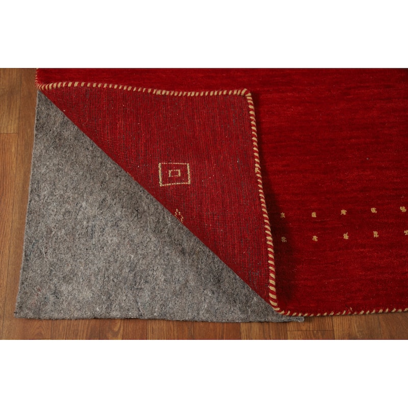 Tribal Red Gabbeh Indian Area Rug Hand-Knotted Wool Carpet - 5'10" x 7'9"