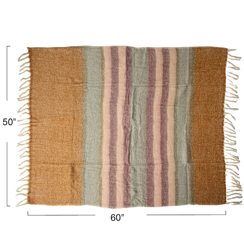 Striped Acrylic and Wool Throw Blanket