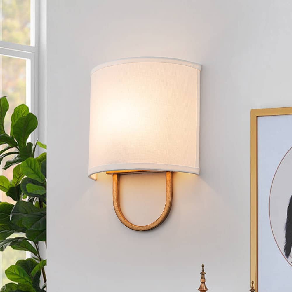 1-Light Modern Ivory Fabric Wall Sconce