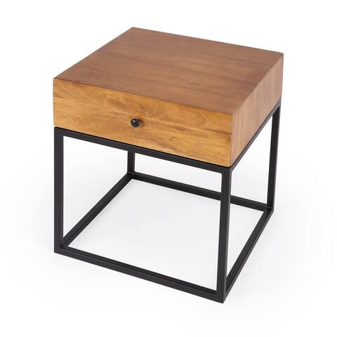 Handmade Brixton Iron and Wood End Table (India)