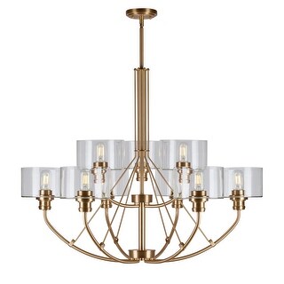 Zane 9-Light Soft Gold Chandelier with Clear Glass - Soft Gold - Bed ...