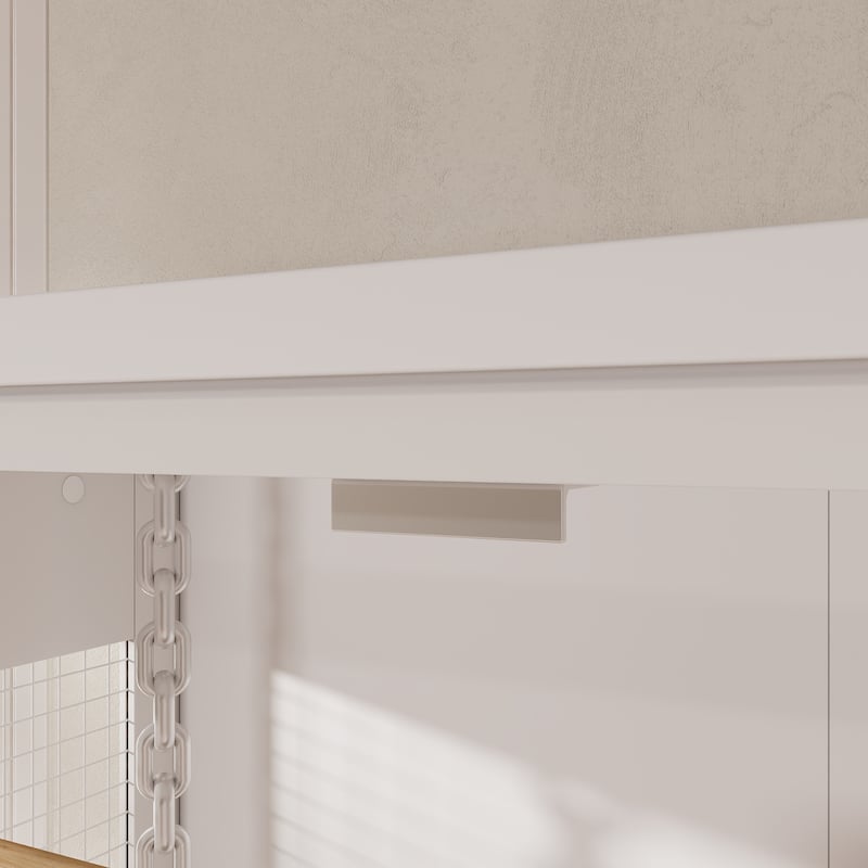 Modern Bird Cage Cabinet with Storage Base, White Wooden Aviary with DIY Wire Grid & Easy Clean Tray for Parakeets