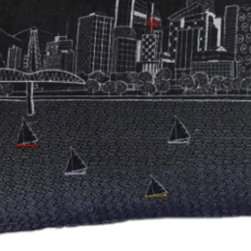 HomeRoots 35" Black Portland Nighttime Skyline Lumbar Decorative Pillow