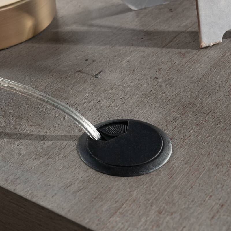 Engineered Wood Contemporary L-shaped Desk with Two Lockable Drawers, Brown