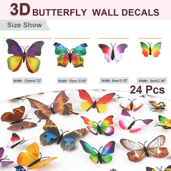 Shop 24pcs 3d Butterfly Wall Sticker Decal Room Decoration For