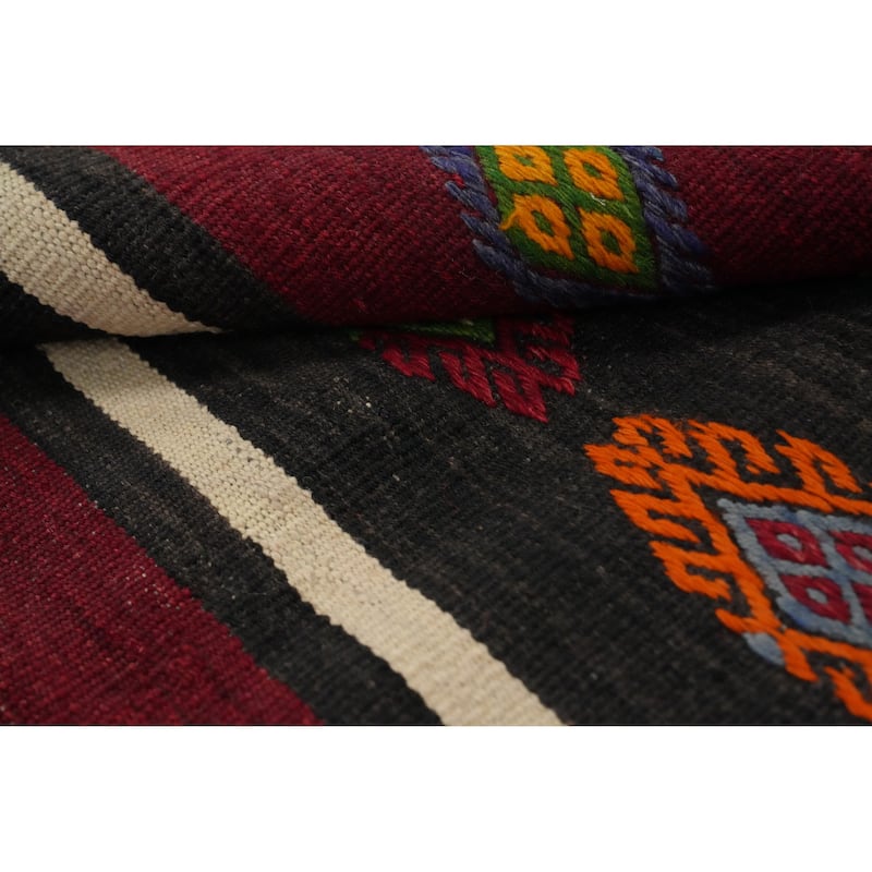 Hand Woven Oriental 100% Wool Carpet Southwestern Tribal Multi-Colored Kilim Area Rug - 10' 5'' X 5' 9''