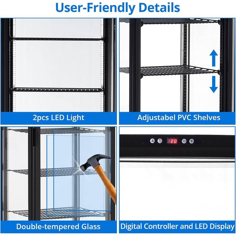10.5 Cu.Ft Rolling Commercial Refrigerator Display Case, With LED Light