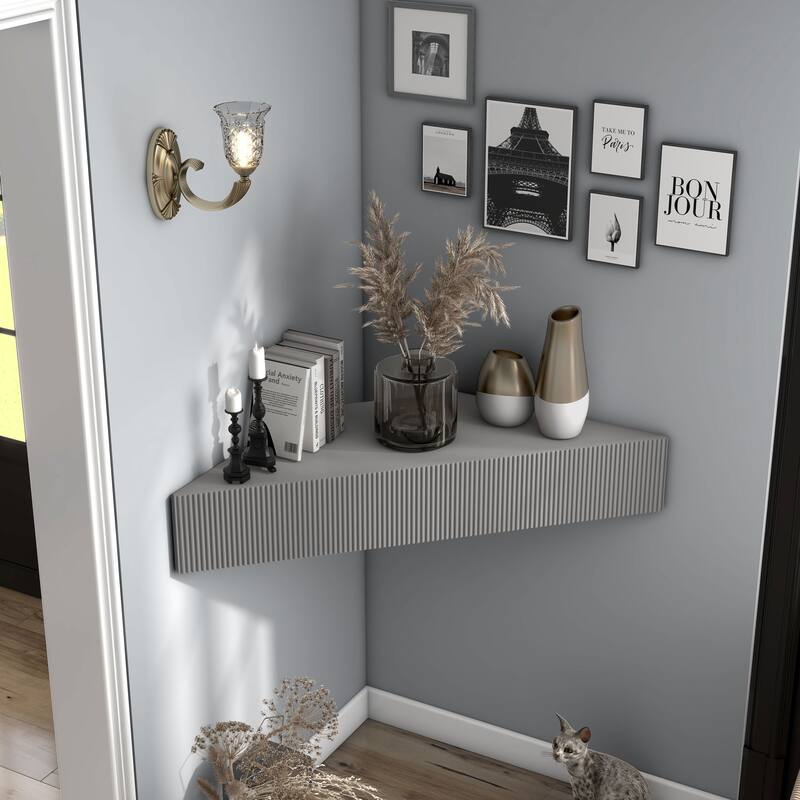 Furniture of America Sukhumi Transitional 47-inch 3-Shelf Wall-Mounted Corner TV Console