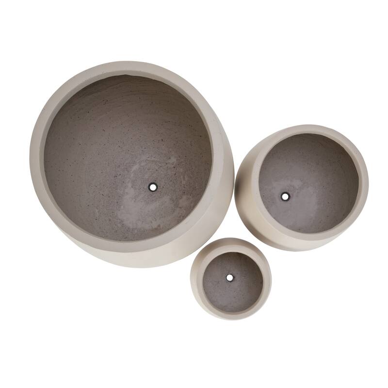 Lightweight Round MGO Outdoor Planter Set-3 Sizes (15.6"/10.74"/7.3"),Large Outdoor Indoor Flower Pots with Drainage Hole