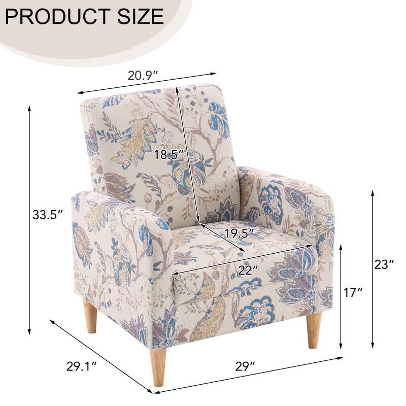 Set of 1 Fabric Upholstered Tufted Back Armchair with Natural Colored Legs