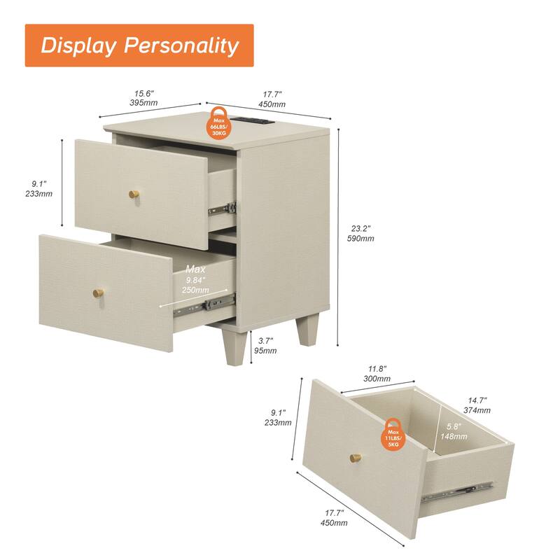 3-Drawer Dresser and Nightstand Set for Bedroom - 2 Packs