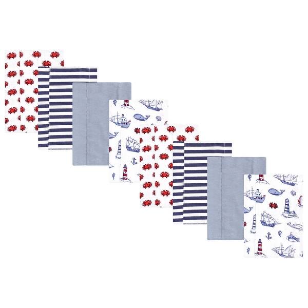 slide 1 of 1, Hudson Baby Boys and Girls Cotton Poly Flannel Burp Cloths 8-Pack, Lighthouse, One Size - Lighthouse 8-Pack - One Size