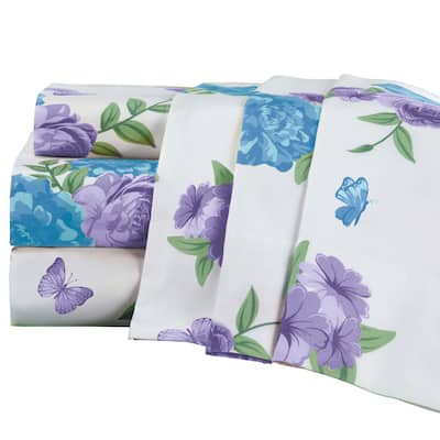 Butterfly and Roses 4-Piece Bed Sheet Set