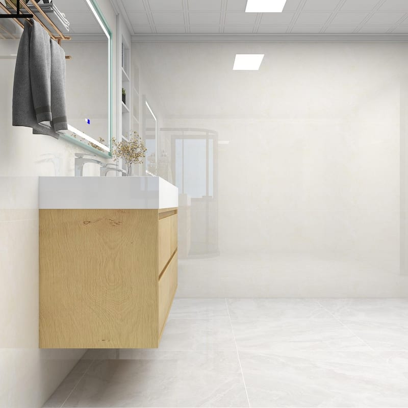 Victoria 60" Wall Mounted Modern Vanity with Double Acrylic Sink