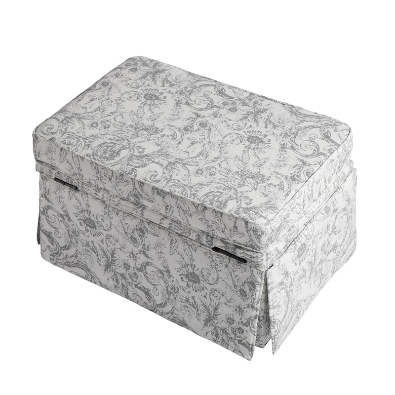2 Set Rectangle Chenille Upholstered Storage Ottoman
