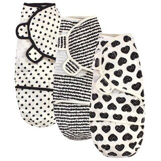 Touched by Nature Baby Organic Cotton Swaddle Wraps, Black Heart 3-Pack, 0-3 Months - Heart 3-Pack - 0-3 Months