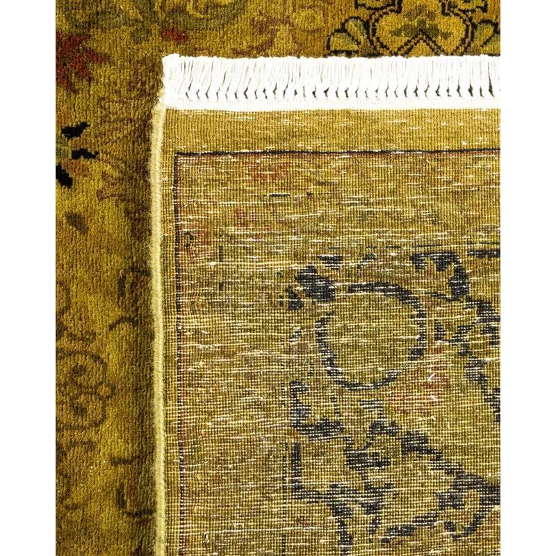 Overton Hand Knotted Wool Vintage Inspired Modern Contemporary Overdyed Gold Area Rug - 4' 7" x 7' 4"
