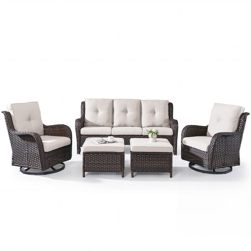 Pocassy Outdoor Patio Wciker Sofa Furniture Set of Chair Table.