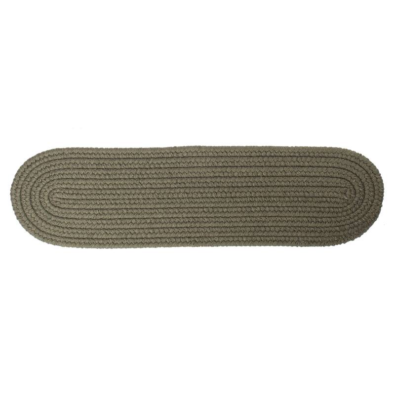 Rhody Rug Woolux Braided Wool Flatweave Oval Rug - 8" x 28" Oval - Dark Sage