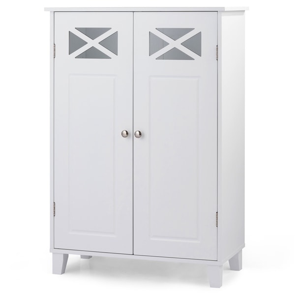 Shop COSTWAY Free Standing Bathroom Cabinet Double Doors ...