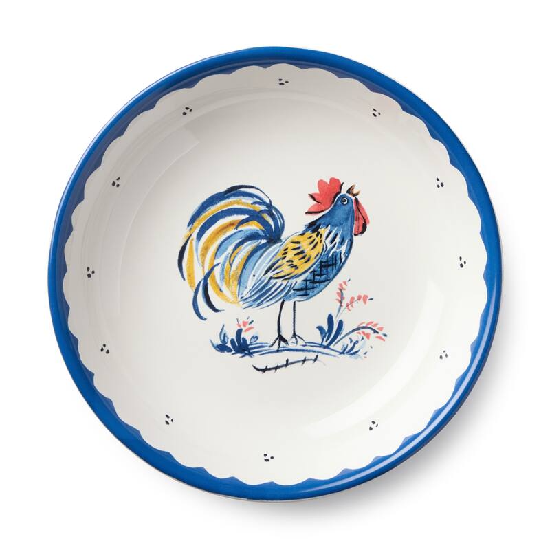 Certified International French Rooster 9" Soup/Cereal Bowls, Set of 4 Assorted Designs - 9.00"L x 9.00"W x 2.00"H