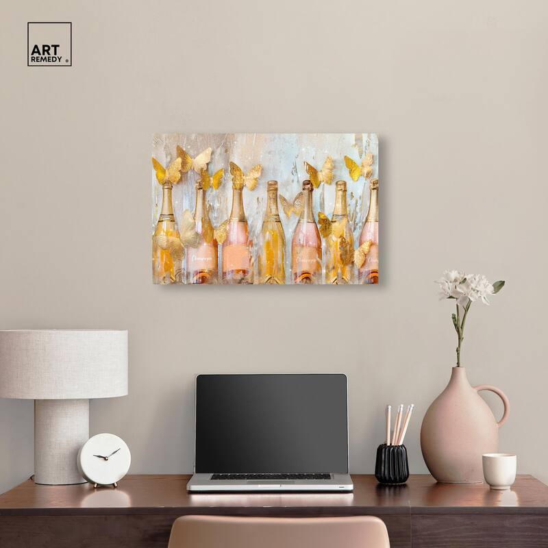 Golden Bright Campagne Line Canvas by Art Remedy, Gallery Wrapped