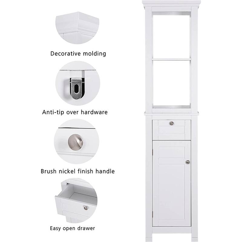 Spirich Home Bathroom Freestanding Storage with Two Tier Open