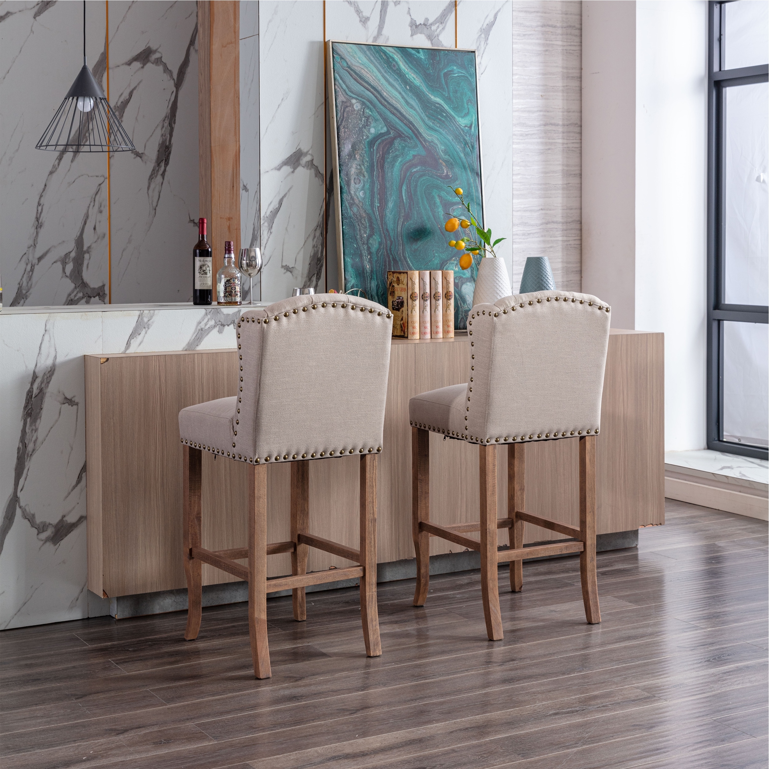 Farmhouse upholstered hotsell bar stools