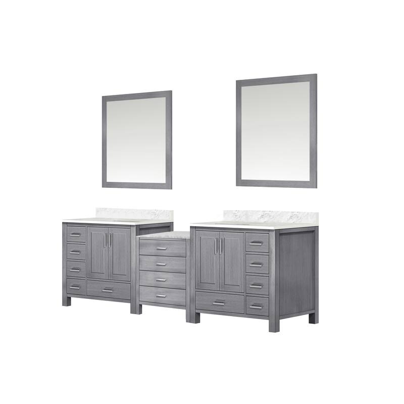 Coraline 92 in W x 22 in D Double Bath Vanity, Carrara Marble Top, and 34 in Mirrors