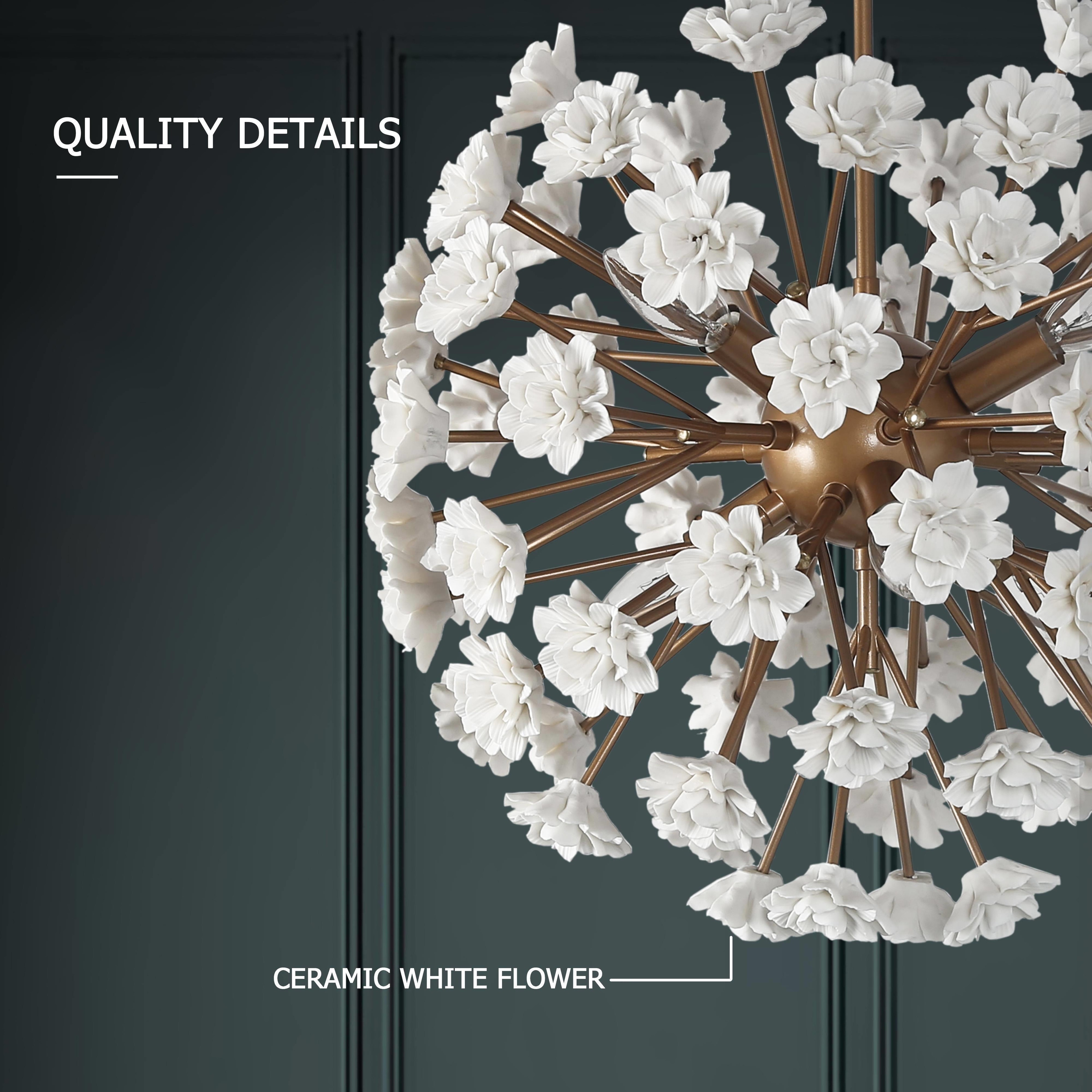Modern Glam 6 Light Unique Globe Flower Chandelier Ambiance Ceramic Kitchen Island Pendant for Dining Room D 18 On Sale Bed Bath Beyond 36023810