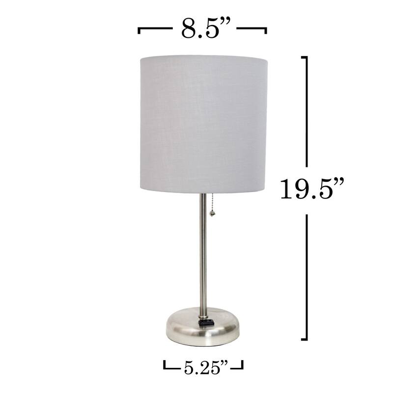 Stick Table Lamps with Drum Shade - 19.5" - Silver and Gray