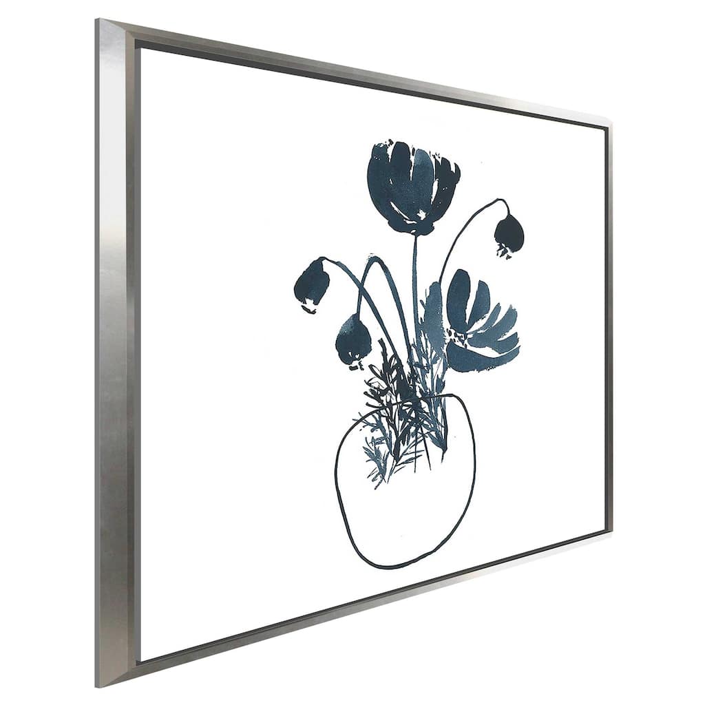 "Indigo Floral Study II" Print on Floating Canvas