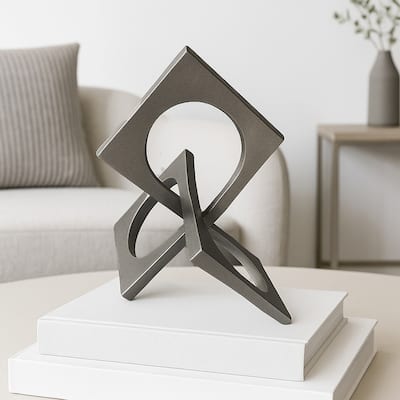 Decorative Handmade Aluminum 8.5 inch Square Sculpture - 6 x 7 x 8.5 in
