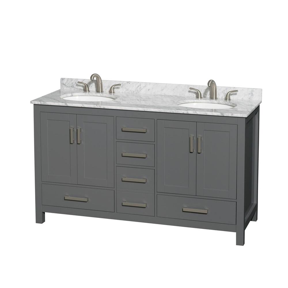 Wyndham Collection Sheffield 60" Freestanding Vanity Set with Hardwood