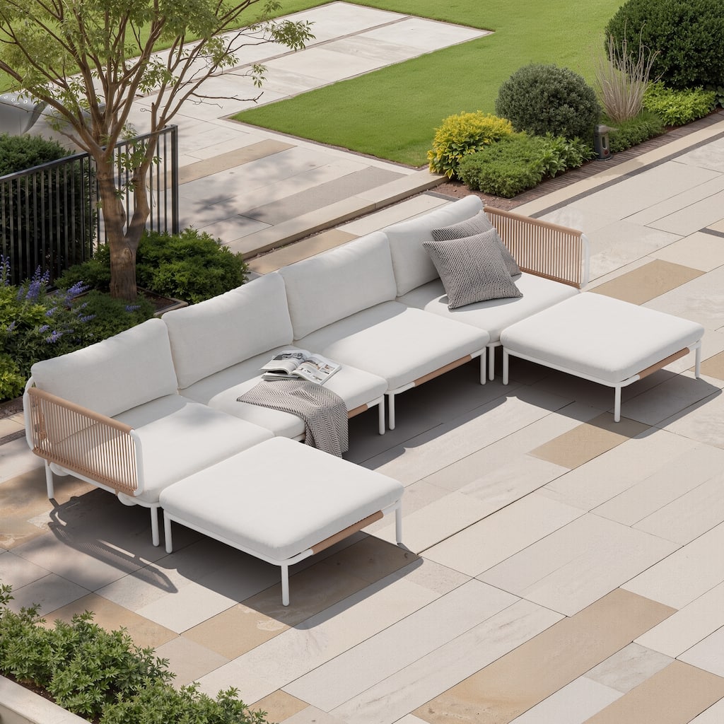 Outdoor Patio Sectional Sofa Set with Cushions DIY Free Combination Furniture