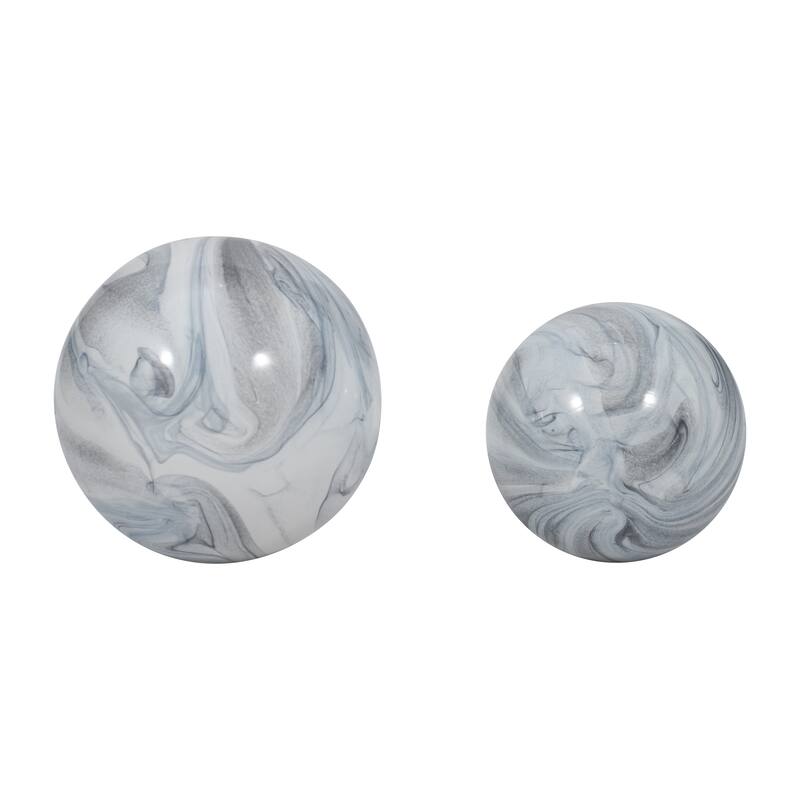 Sagebrook Home 5/6" Glass Orbs - A Timeless Addition to Home Decor Essentials, Set of 2 - 6" x 6" x 6"