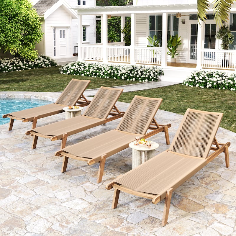 Christopher Knight Home - Nathan Outdoor Comfort Adjustable Acacia Chaise Lounge Set