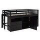 preview thumbnail 30 of 32, Twin Size Loft Bed with Underneath Cabinet and Shelves, Wood Storage Bed Frame with 4 Drawers, for Kids Teens