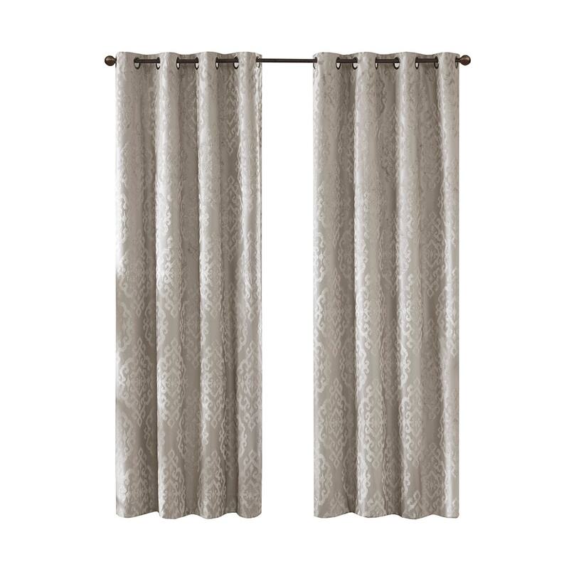 Blackout&Noise Blocking Knitted Jacquard Damask Total Grommet Top Curtain Panel, Machine Washable for Living Room/Bedroom-Single