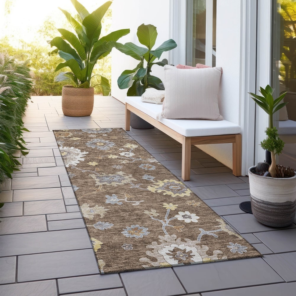 Machine Washable Indoor/ Outdoor Chantille Traditonal Kashan Rug