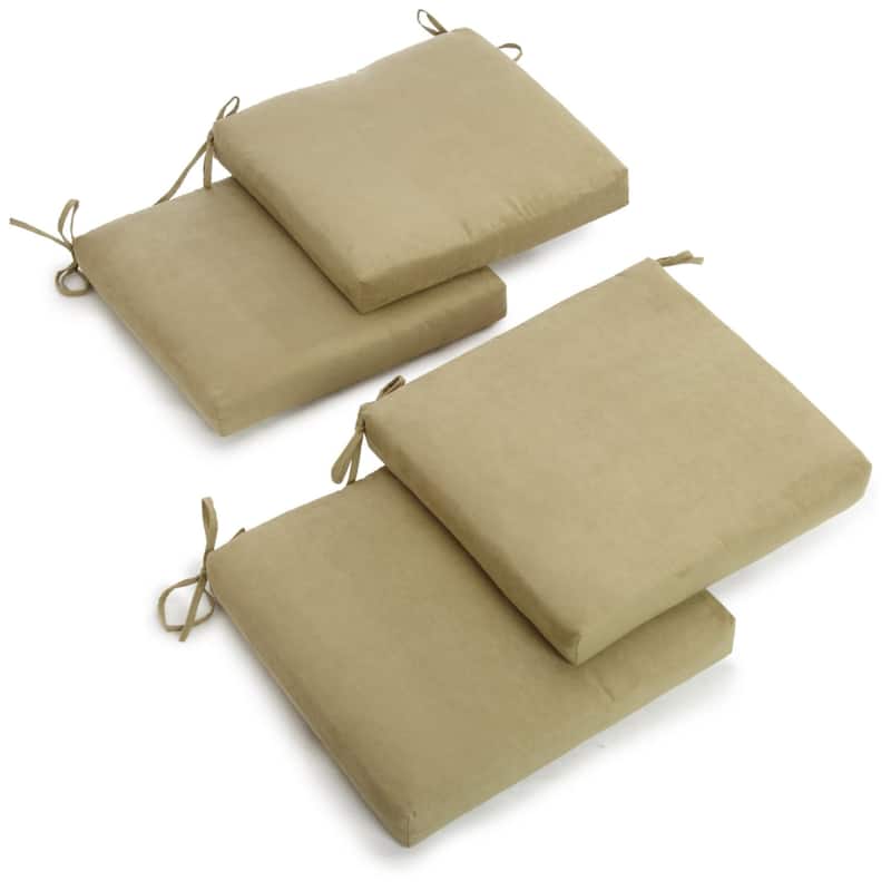 20-inch by 19-inch Microsuede Chair Cushion with Ties (Set of 1, 2, or 4) - Set of 4 - Sage Green