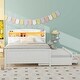 preview thumbnail 12 of 16, Twin Size Platform Bed with Storage LED Headboard, Twin Size Trundle and 3 Drawers, White