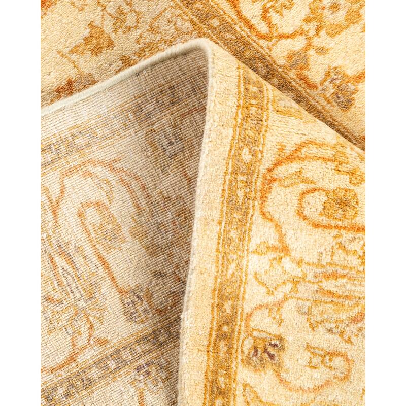Overton Hand Knotted Wool Vintage Inspired Traditional Mogul Ivory Runner Rug - 2' 9" x 11' 10"